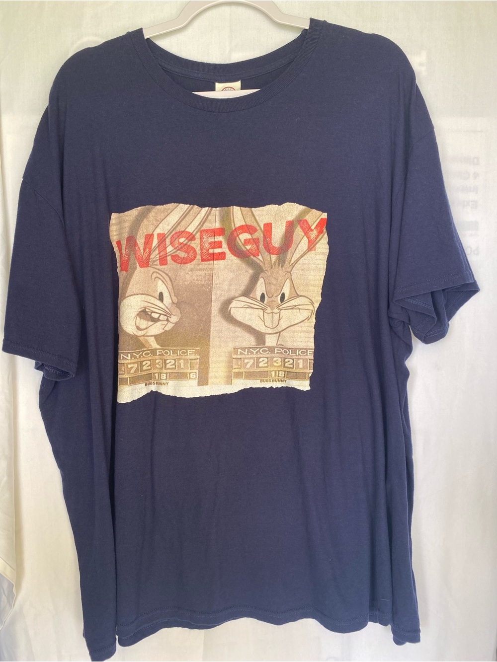 Delta Ringspun Looney Tunes Bugs Bunny "WISEGUY" Crew Neck Navy Men's Tee 3XL